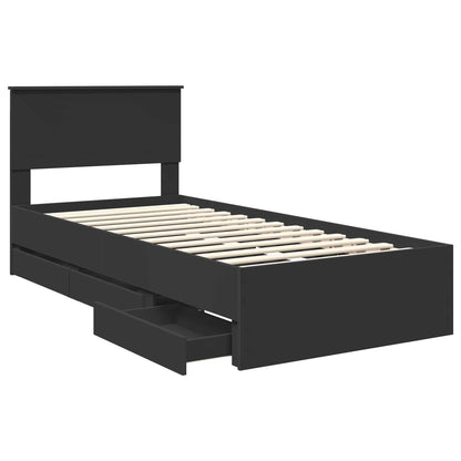 Bed Frame with Drawer Black 90 x 200 cm Engineer Wood
