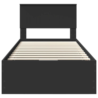 Bed Frame with Drawer Black 90 x 200 cm Engineer Wood