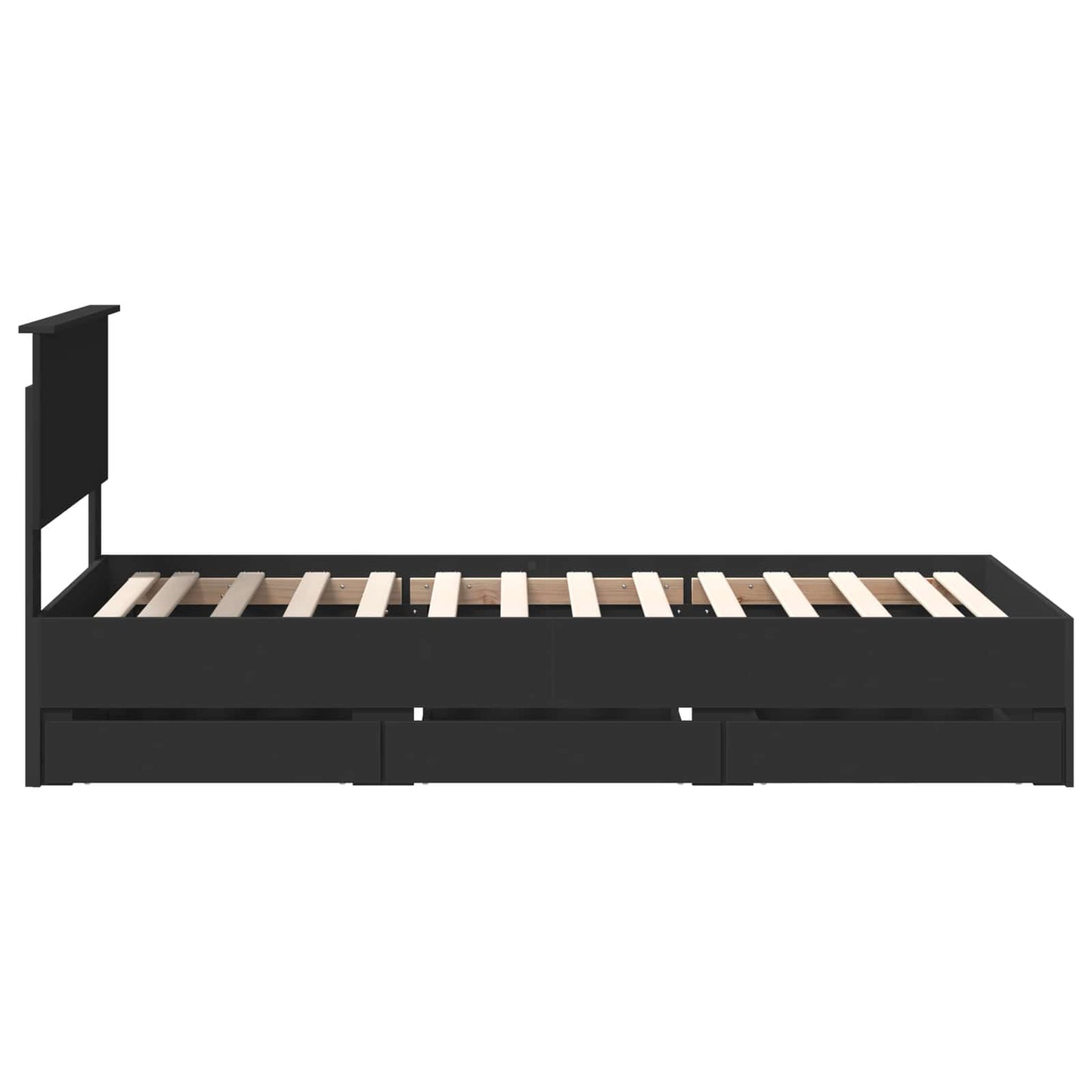 Bed Frame with Drawer Black 90 x 200 cm Engineer Wood