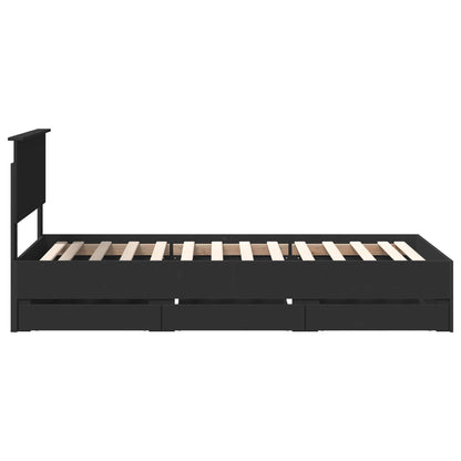 Bed Frame with Drawer Black 90 x 200 cm Engineer Wood