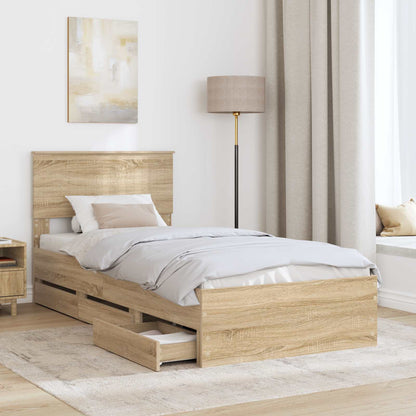 Bed Frame with Drawer Sonoma Oak 90 x 200 cm Engineer Wood