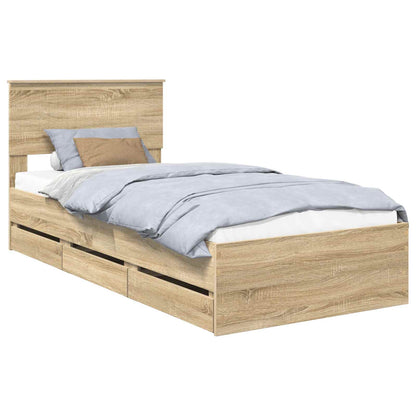Bed Frame with Drawer Sonoma Oak 90 x 200 cm Engineer Wood