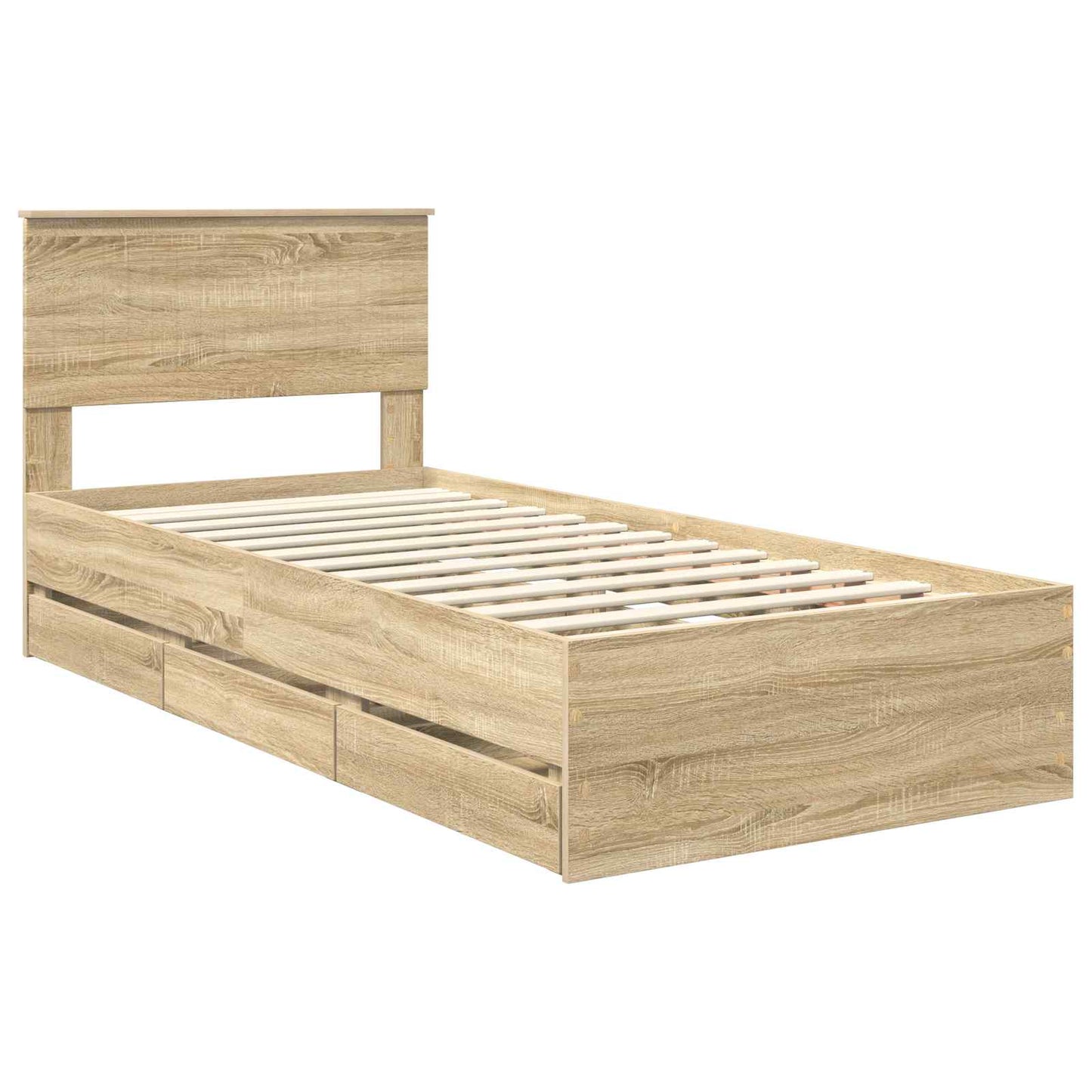 Bed Frame with Drawer Sonoma Oak 90 x 200 cm Engineer Wood
