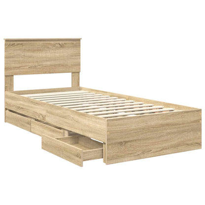 Bed Frame with Drawer Sonoma Oak 90 x 200 cm Engineer Wood