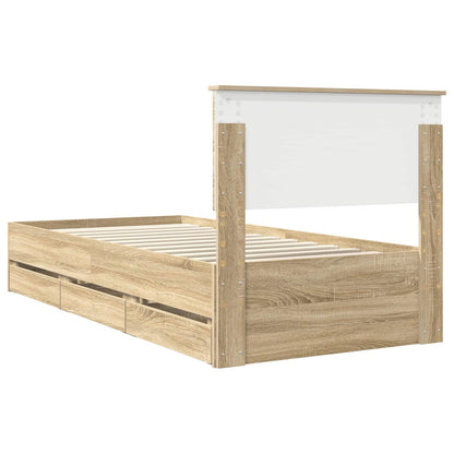 Bed Frame with Drawer Sonoma Oak 90 x 200 cm Engineer Wood