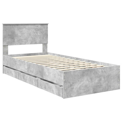 Bed Frame with Drawer Concrete Grey 90 x 200 cm Engineer Wood