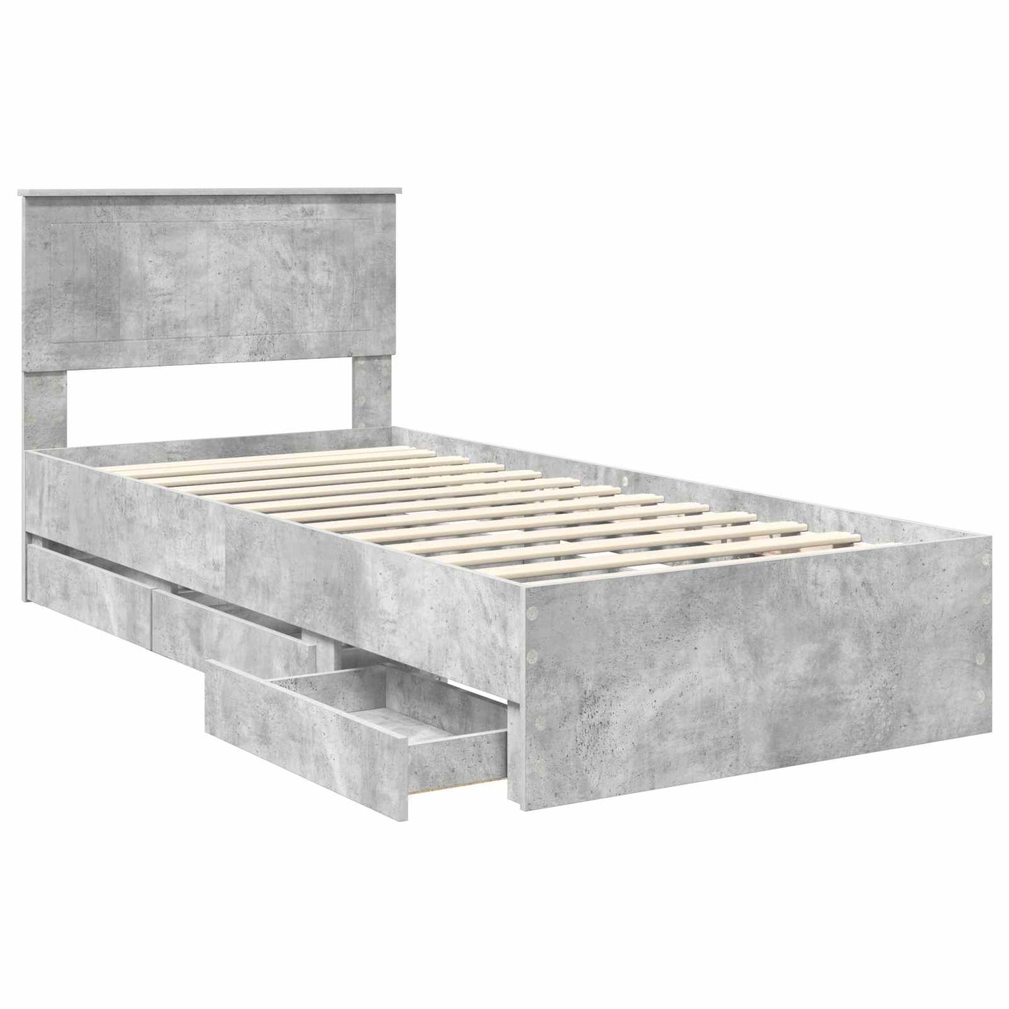 Bed Frame with Drawer Concrete Grey 90 x 200 cm Engineer Wood