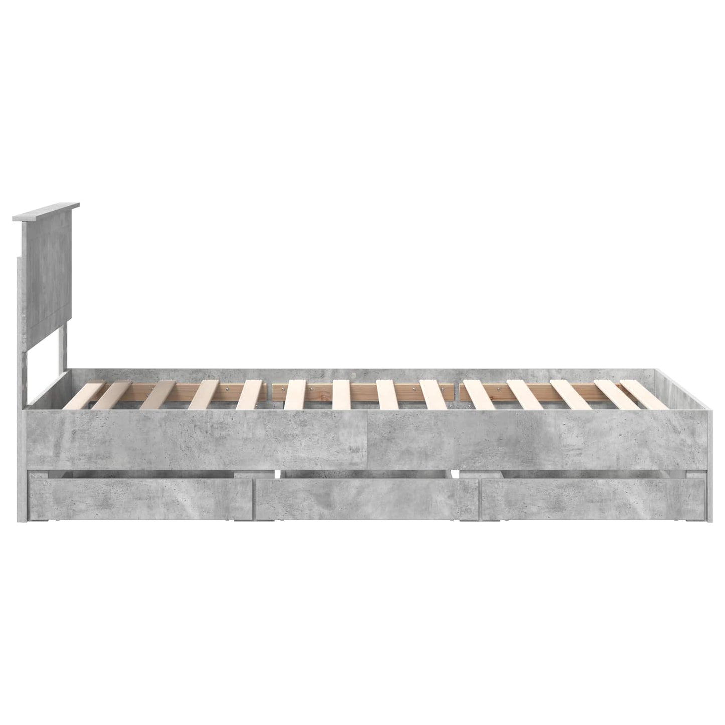 Bed Frame with Drawer Concrete Grey 90 x 200 cm Engineer Wood