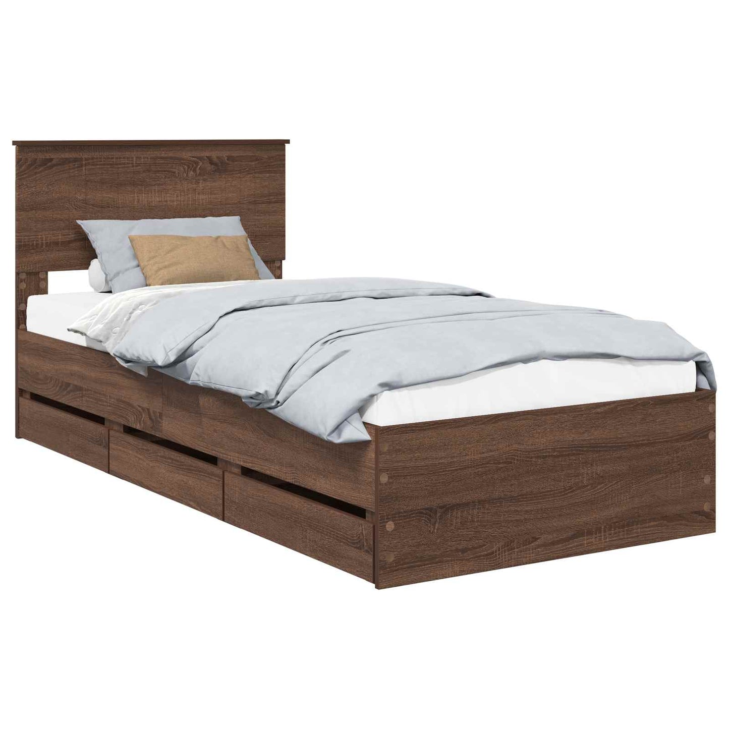 Bed Frame with Drawer Brown Oak 90 x 200 cm Engineer Wood