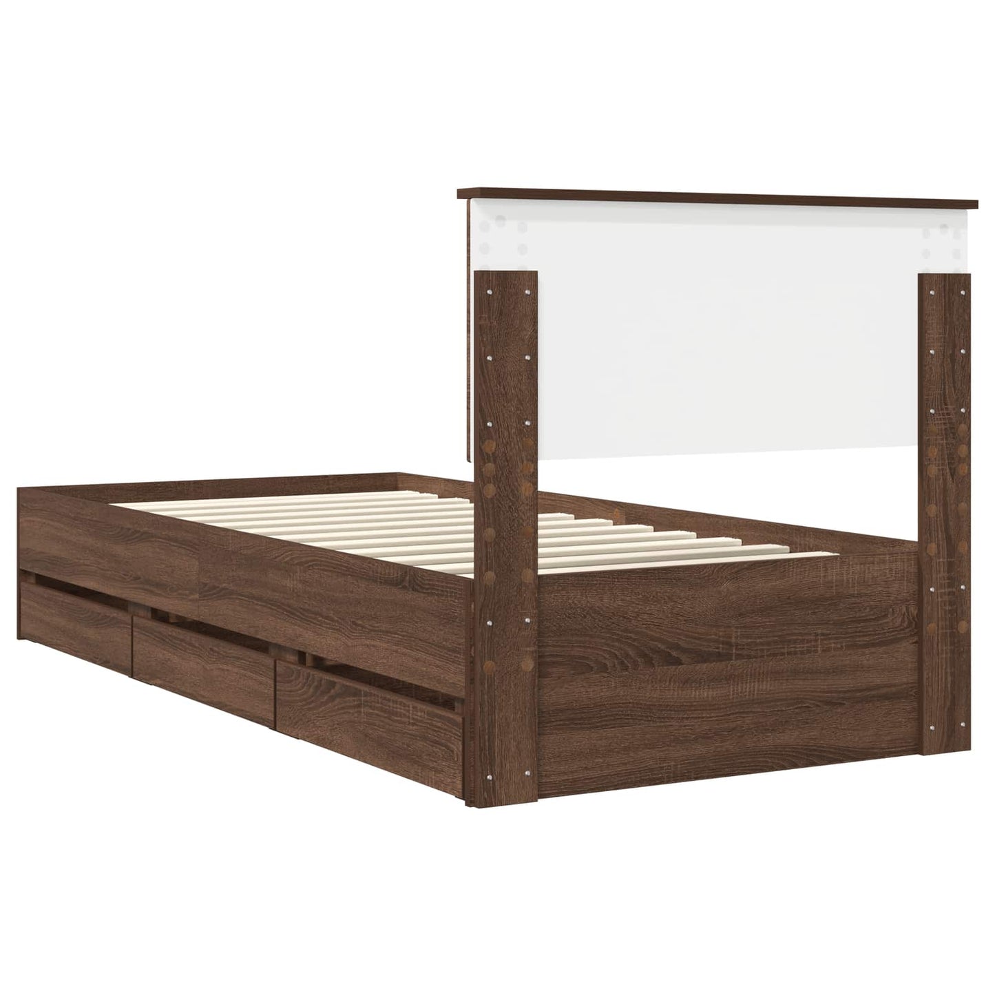 Bed Frame with Drawer Brown Oak 90 x 200 cm Engineer Wood