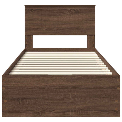 Bed Frame with Drawer Brown Oak 90 x 200 cm Engineer Wood