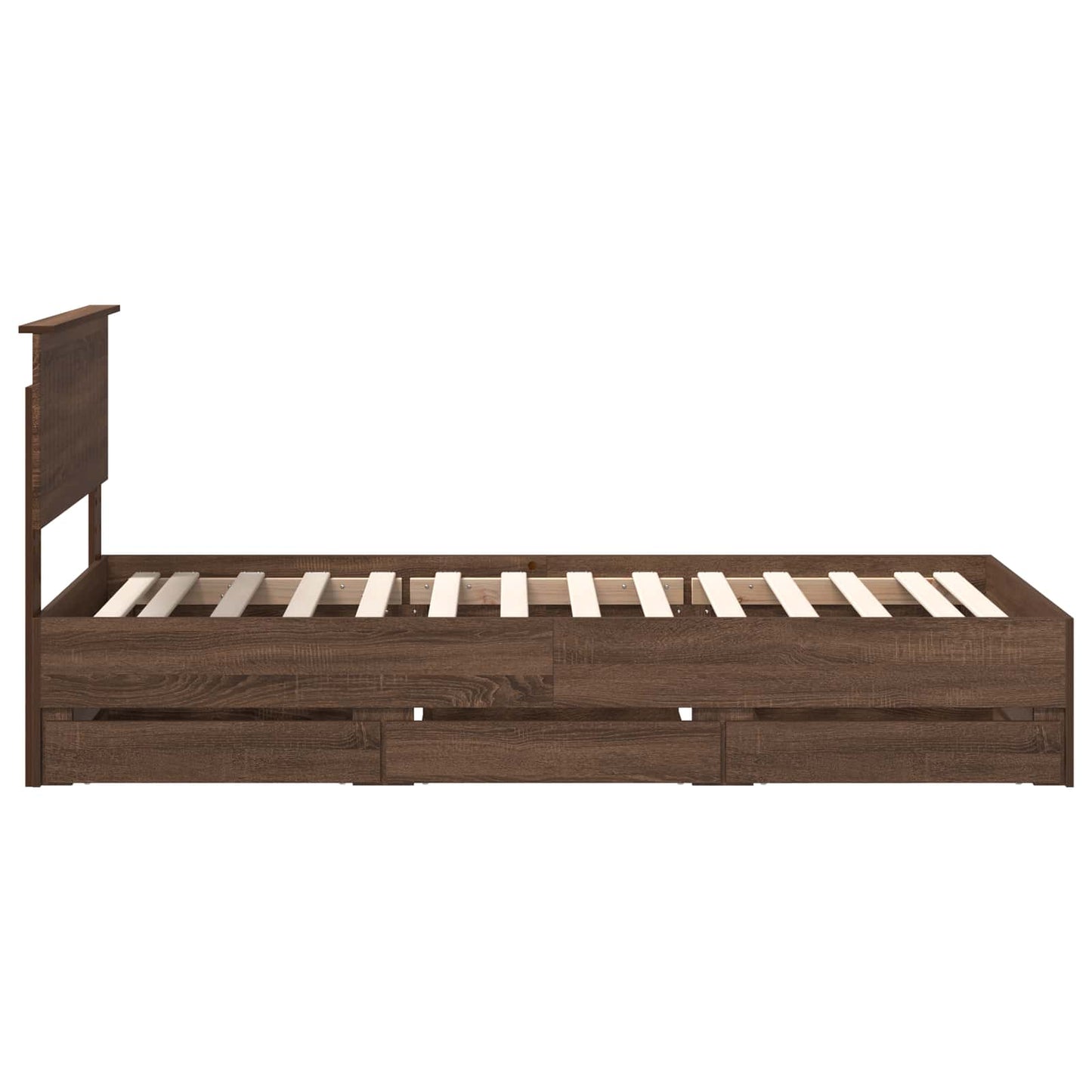 Bed Frame with Drawer Brown Oak 90 x 200 cm Engineer Wood