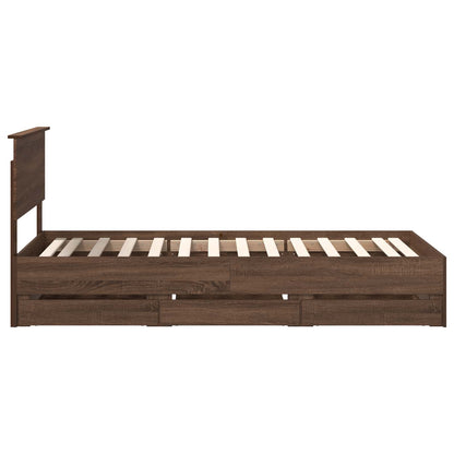 Bed Frame with Drawer Brown Oak 90 x 200 cm Engineer Wood