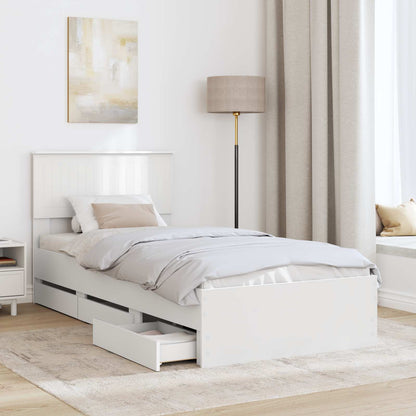 Bed Frame with Drawer White 90 x 190 cm Engineer Wood