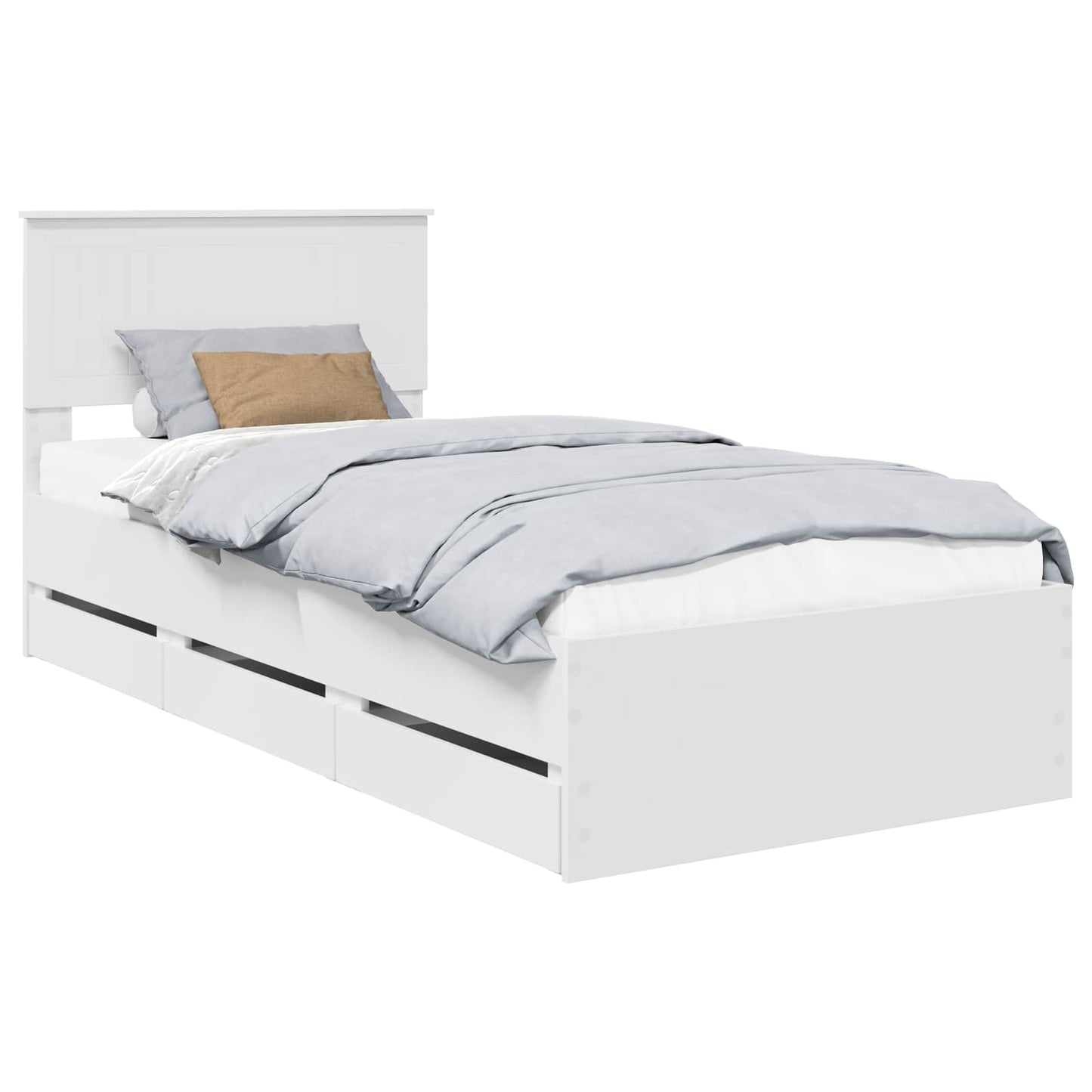 Bed Frame with Drawer White 90 x 190 cm Engineer Wood