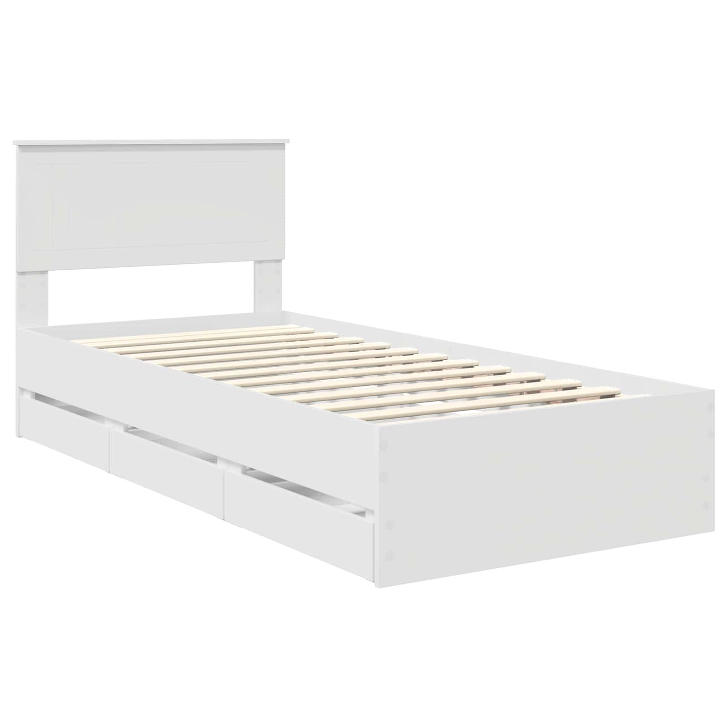 Bed Frame with Drawer White 90 x 190 cm Engineer Wood