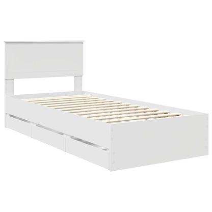 Bed Frame with Drawer White 90 x 190 cm Engineer Wood