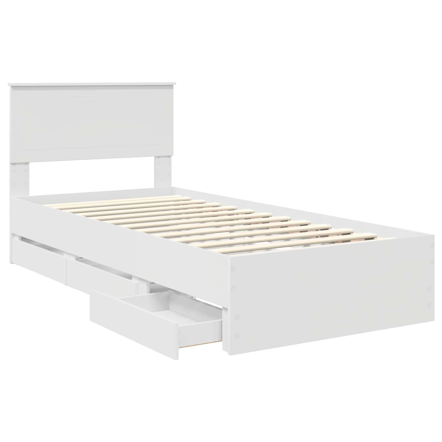 Bed Frame with Drawer White 90 x 190 cm Engineer Wood