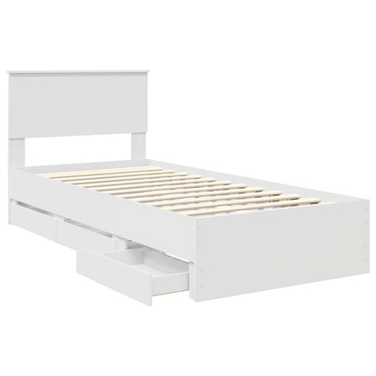 Bed Frame with Drawer White 90 x 190 cm Engineer Wood
