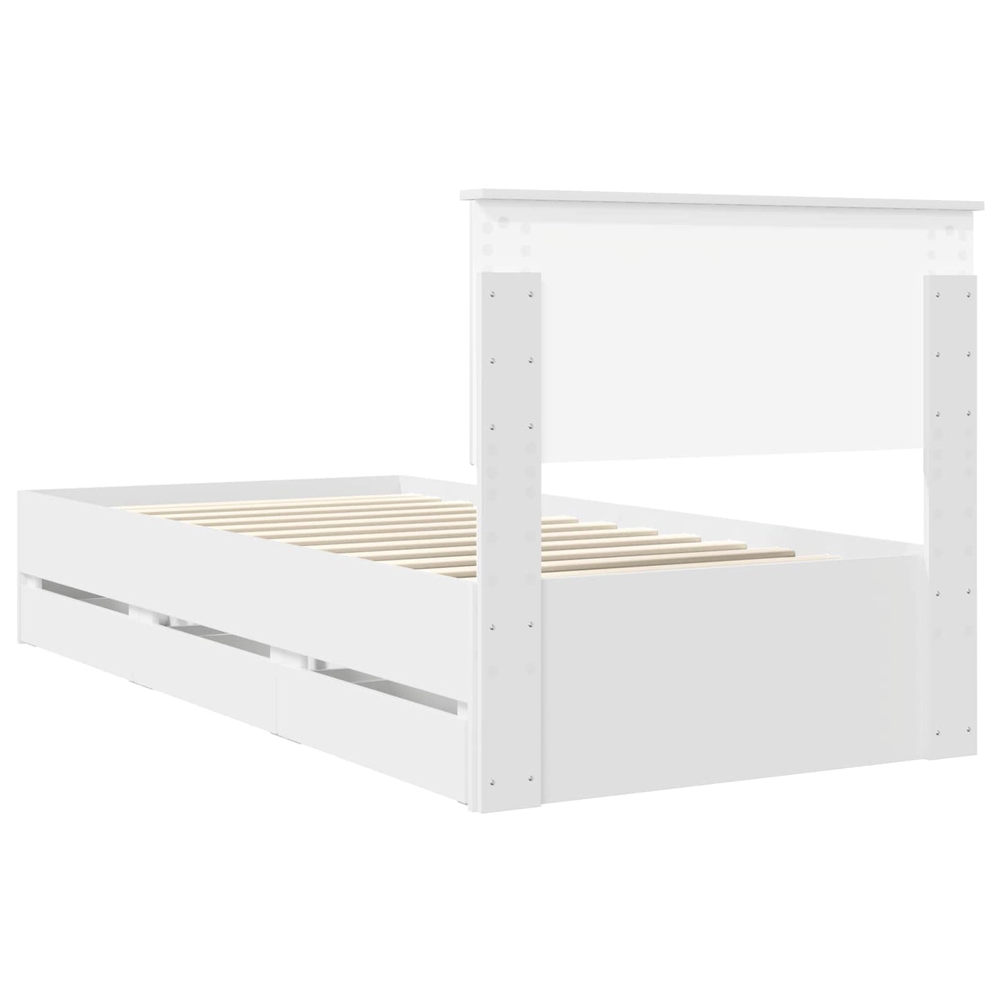 Bed Frame with Drawer White 90 x 190 cm Engineer Wood