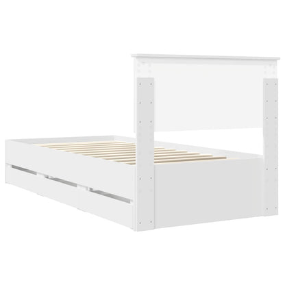 Bed Frame with Drawer White 90 x 190 cm Engineer Wood