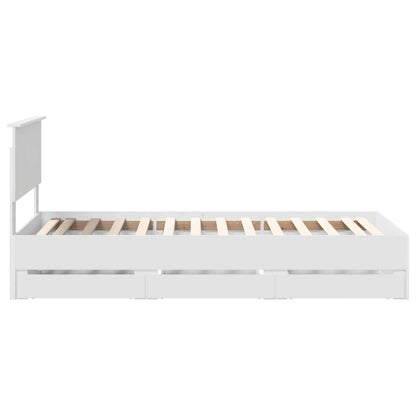 Bed Frame with Drawer White 90 x 190 cm Engineer Wood
