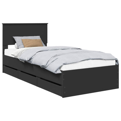 Bed Frame with Drawer Black 90 x 190 cm Engineer Wood