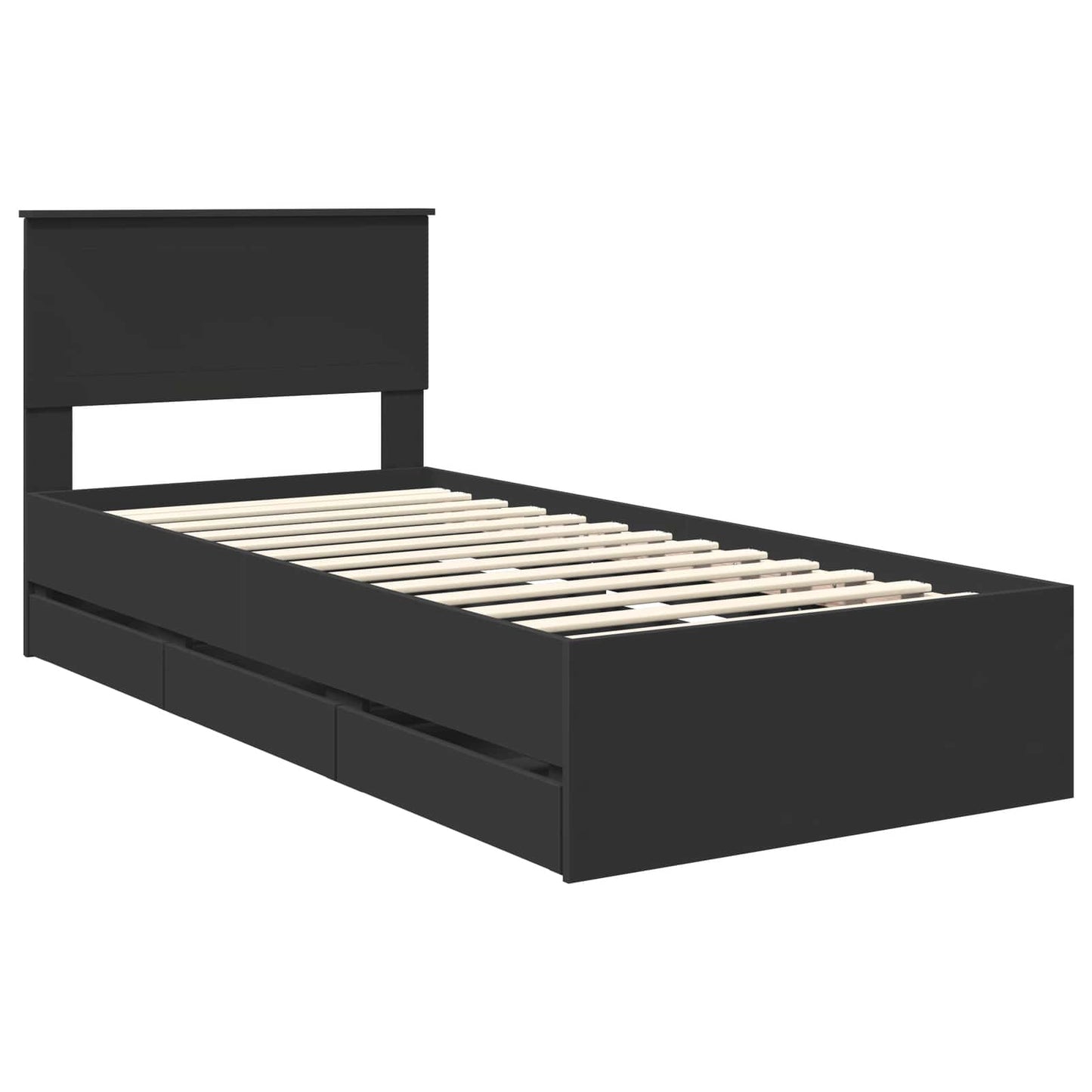 Bed Frame with Drawer Black 90 x 190 cm Engineer Wood