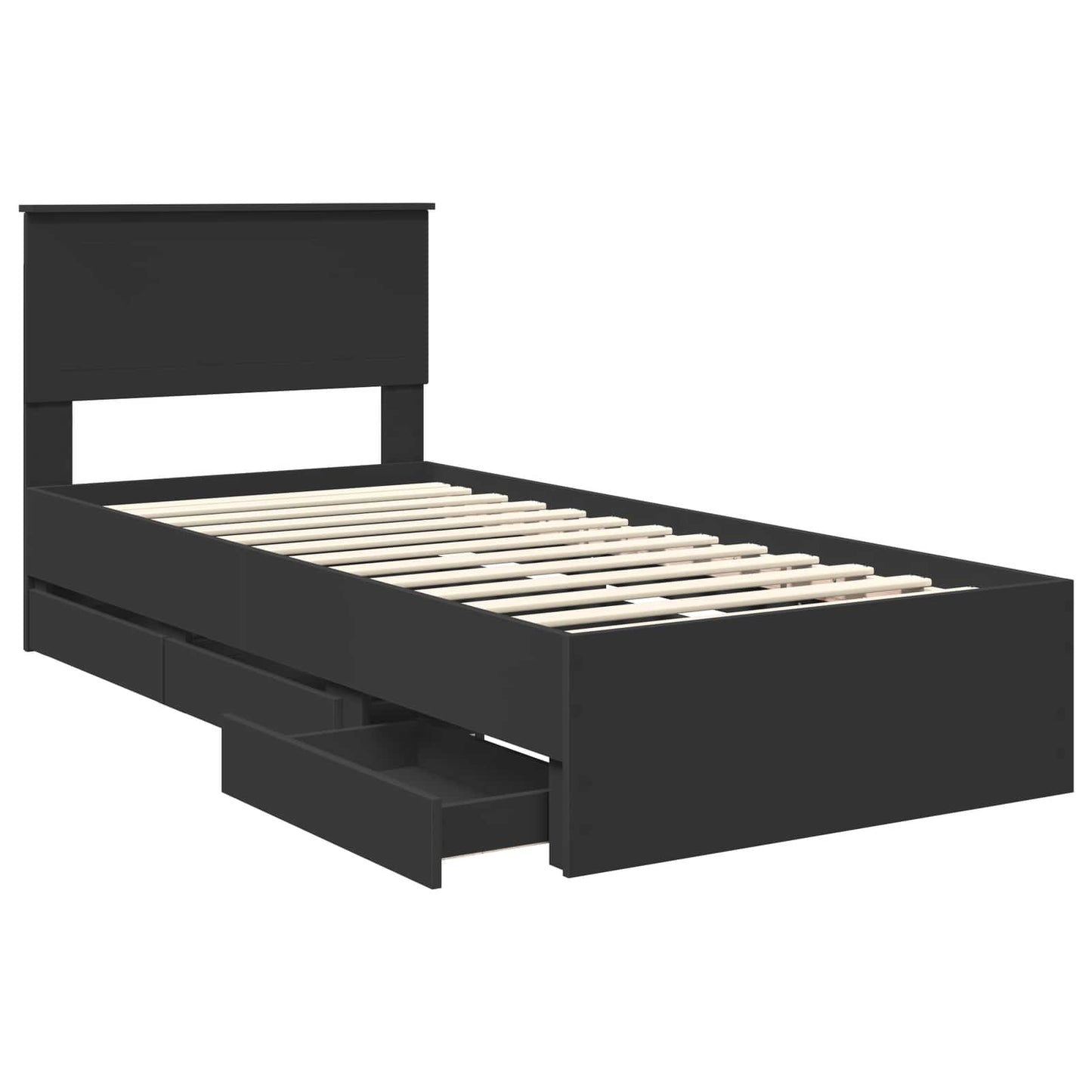 Bed Frame with Drawer Black 90 x 190 cm Engineer Wood