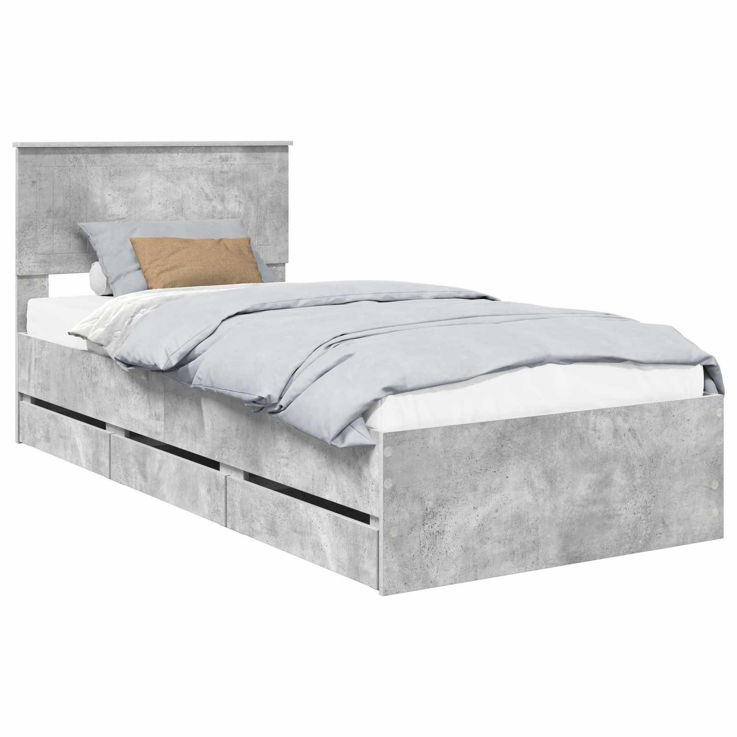Bed Frame with Drawer Concrete Grey 90 x 190 cm Engineer Wood