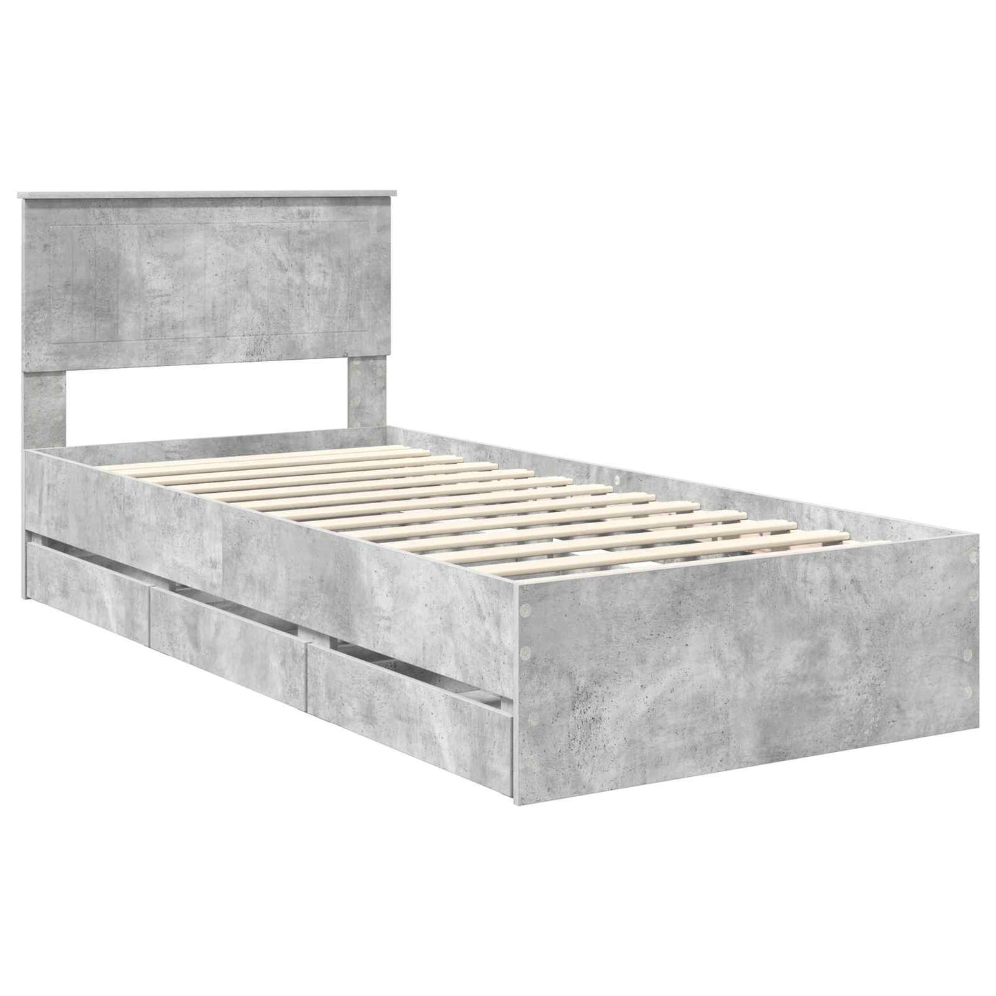 Bed Frame with Drawer Concrete Grey 90 x 190 cm Engineer Wood