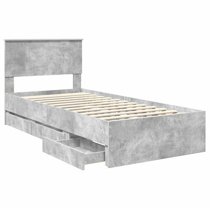 Bed Frame with Drawer Concrete Grey 90 x 190 cm Engineer Wood