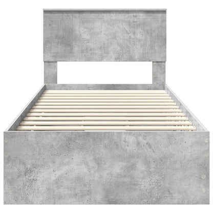 Bed Frame with Drawer Concrete Grey 90 x 190 cm Engineer Wood