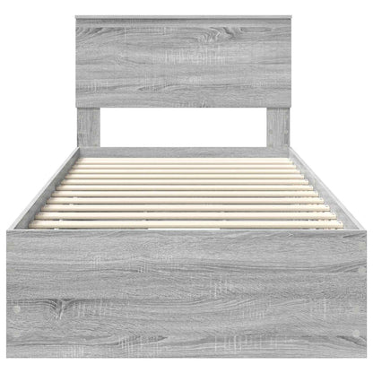 Bed Frame with Drawer Grey Sonoma 90 x 190 cm Engineer Wood