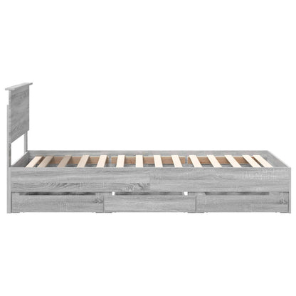 Bed Frame with Drawer Grey Sonoma 90 x 190 cm Engineer Wood