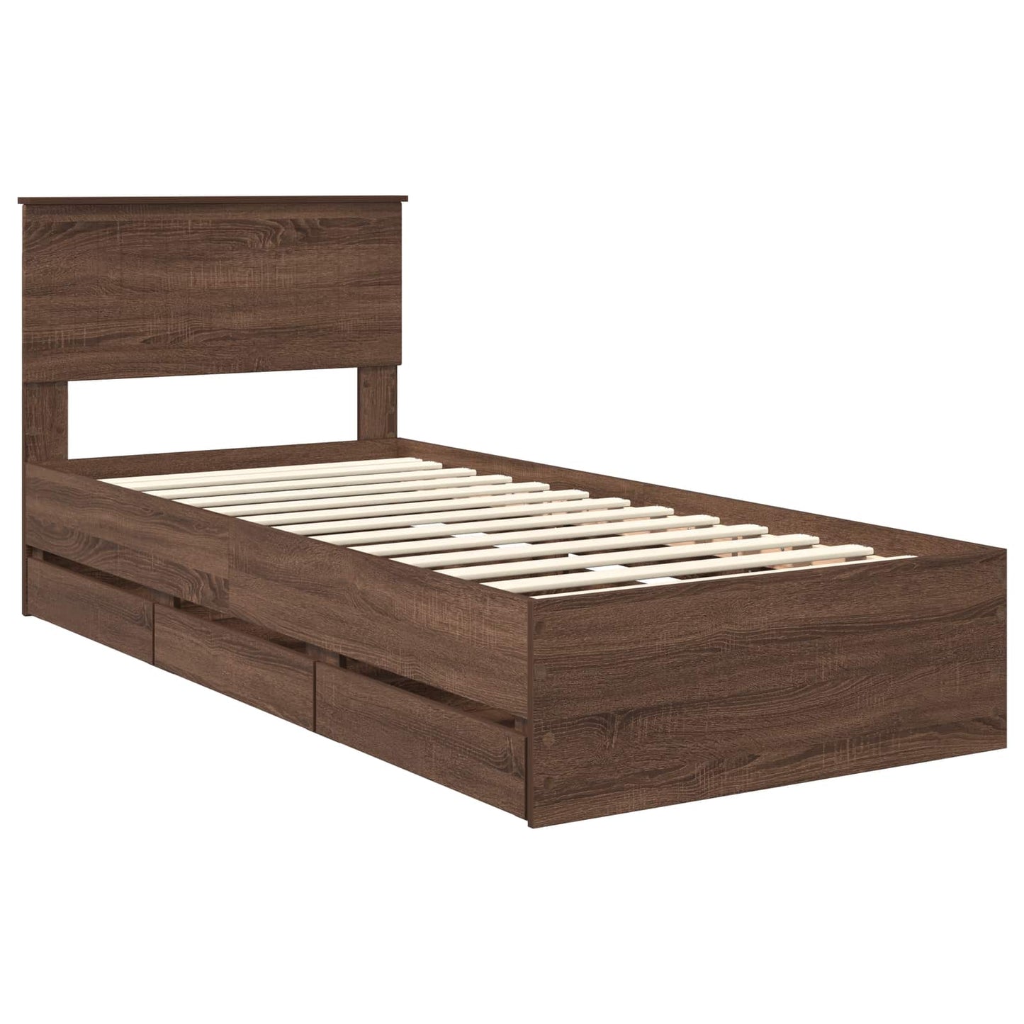 Bed Frame with Drawer Brown Oak 90 x 190 cm Engineer Wood