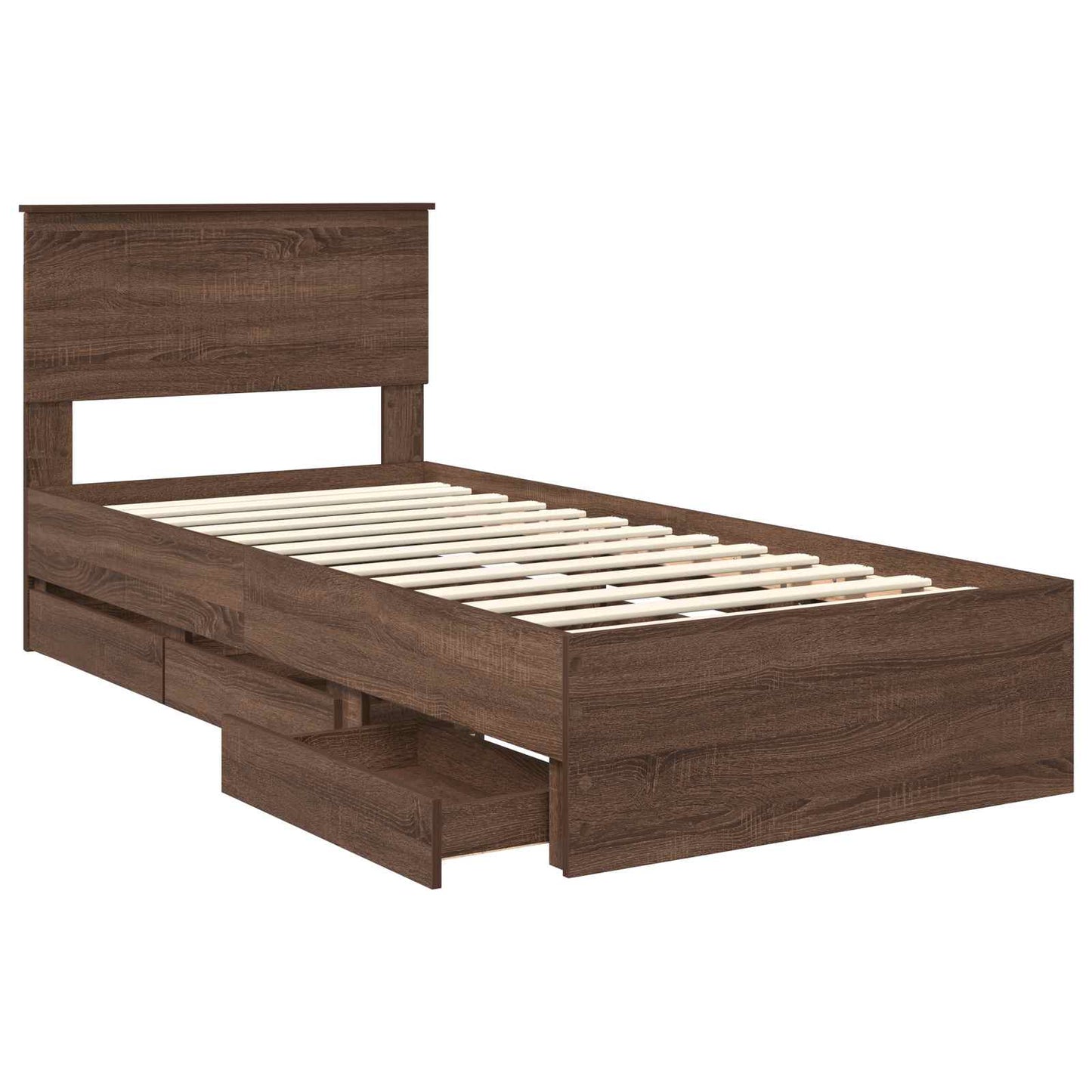 Bed Frame with Drawer Brown Oak 90 x 190 cm Engineer Wood