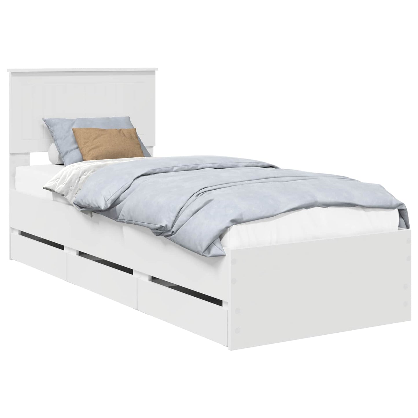 Bed Frame with Drawer White 75 x 190 cm Engineer Wood