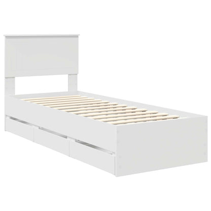Bed Frame with Drawer White 75 x 190 cm Engineer Wood