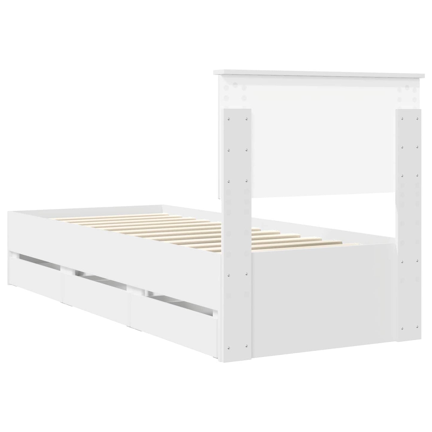 Bed Frame with Drawer White 75 x 190 cm Engineer Wood