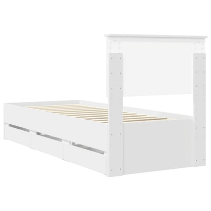 Bed Frame with Drawer White 75 x 190 cm Engineer Wood