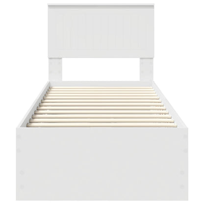 Bed Frame with Drawer White 75 x 190 cm Engineer Wood