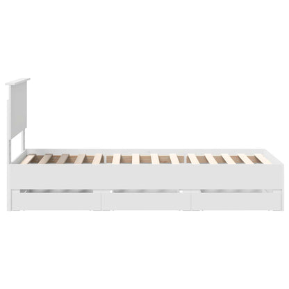 Bed Frame with Drawer White 75 x 190 cm Engineer Wood