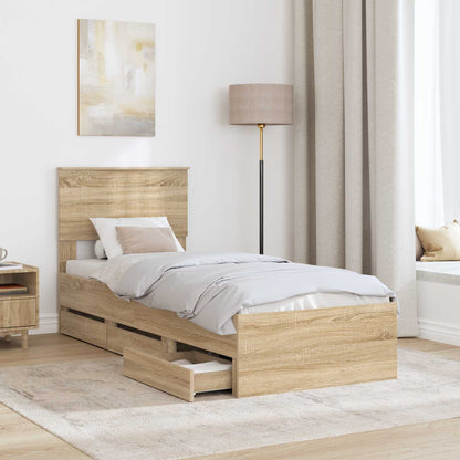 Bed Frame with Drawer Sonoma Oak 75 x 190 cm Engineer Wood