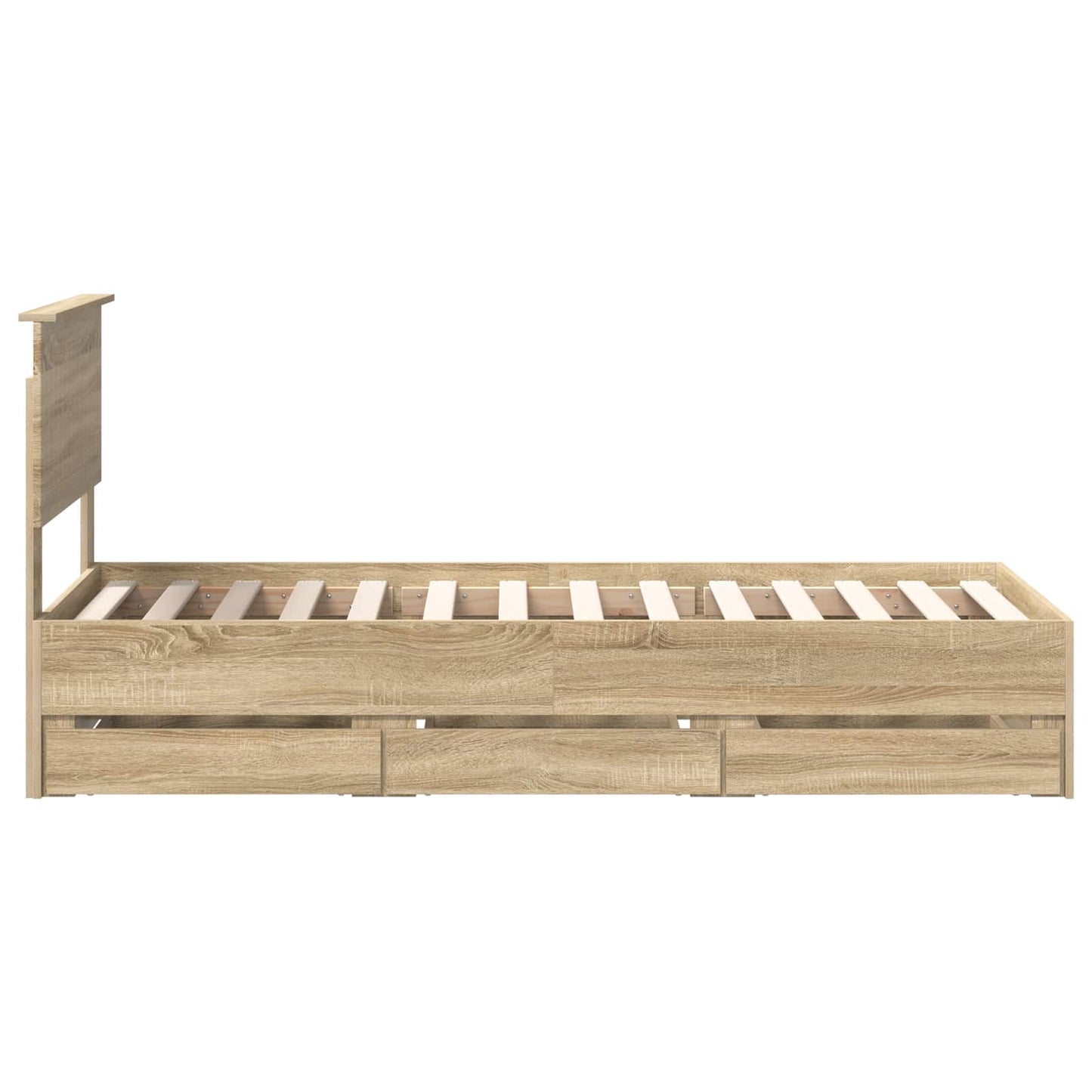 Bed Frame with Drawer Sonoma Oak 75 x 190 cm Engineer Wood