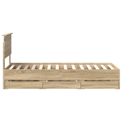 Bed Frame with Drawer Sonoma Oak 75 x 190 cm Engineer Wood