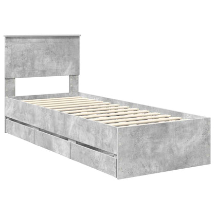 Bed Frame with Drawer Concrete Grey 75 x 190 cm Engineer Wood