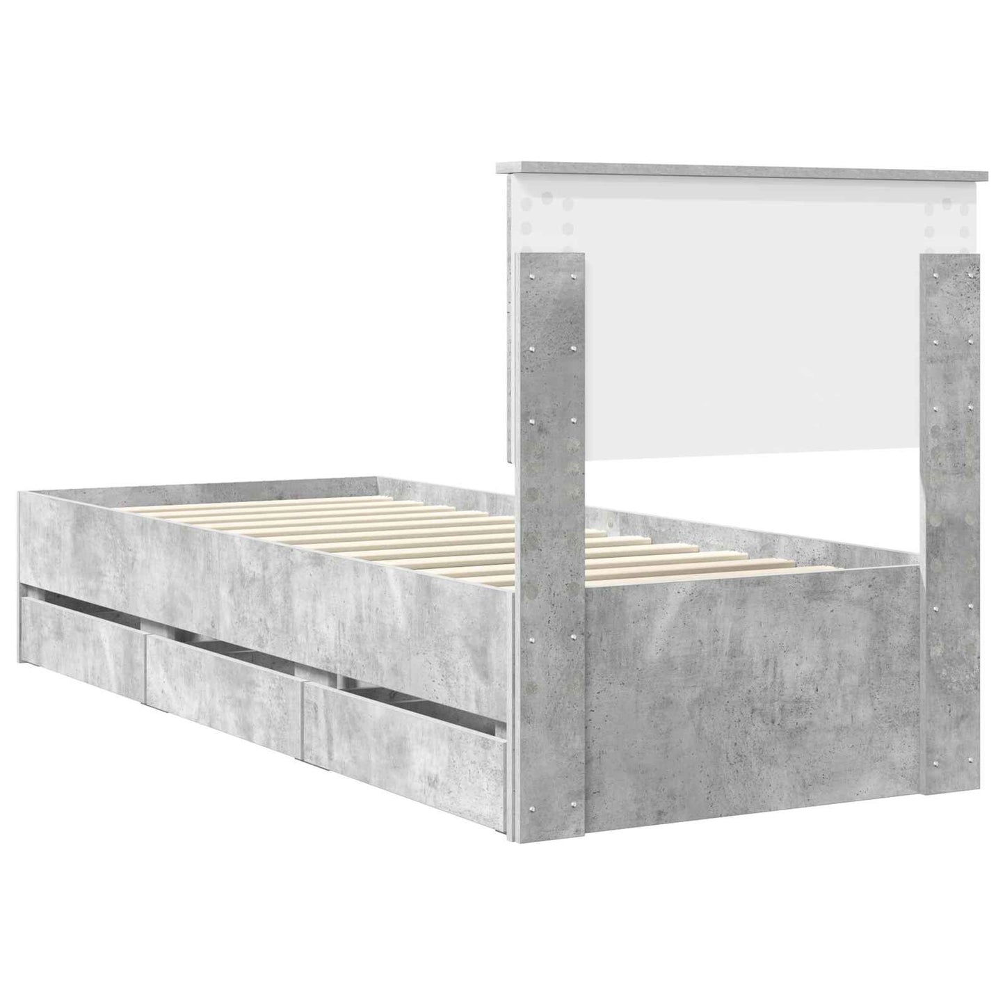 Bed Frame with Drawer Concrete Grey 75 x 190 cm Engineer Wood