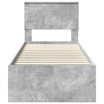Bed Frame with Drawer Concrete Grey 75 x 190 cm Engineer Wood