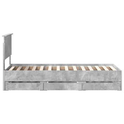 Bed Frame with Drawer Concrete Grey 75 x 190 cm Engineer Wood